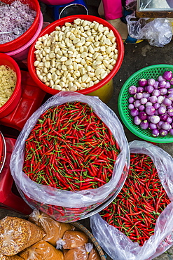 Colorful fresh produce at the local market in Chau Doc, Mekong River Delta, Vietnam, Indochina, Southeast Asia, Asia