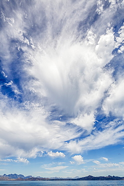 Intense cloud build up over Isla Santa Catalina, Baja California Sur, Mexico, North America