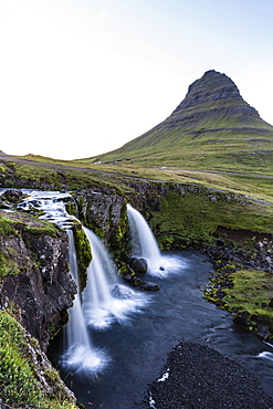 Waterfall near Kirkjufell (Church Mountain), just outside the town of Grundarfjordur on the Snaefellsnes Peninsula, Iceland, Polar Regions