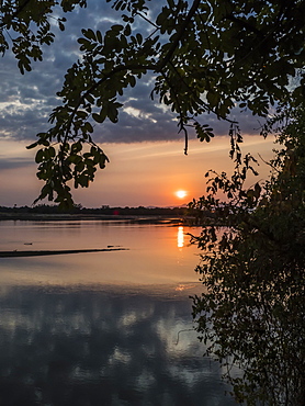 Sunset on the Luangwa River in South Luangwa National Park, Zambia, Africa