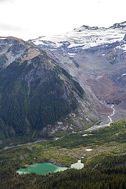 Meltwater lake on Mount Rainier from the Burroughs Mountain Trail, Mount Rainier National Park, Washington State, United States of America, North America