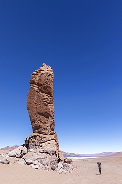 Stone formation at Salar de Tara y Aguas Calientes I, Los Flamencos National Reserve, Antofagasta Region, Chile, South America