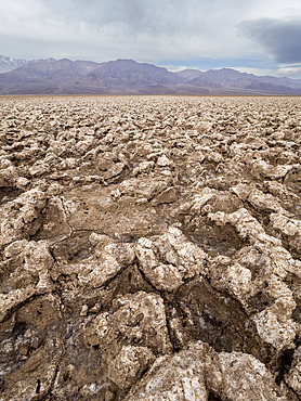 The Devil's Golf Course, a large salt pan filled with halite salt crystal, Death Valley National Park, California, United States of America, North America