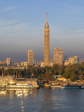 Cairo Tower, the tallest structure in Egypt and North Africa, rising 187 meters, Nile River, Cairo, Egypt, North Africa, Africa