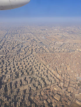 Aerial view of the city of Cairo, along the banks of the River Nile, Cairo, Egypt, North Africa, Africa