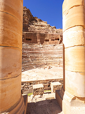 The Theatre, Petra Archaeological Park, UNESCO World Heritage Site, one of the New Seven Wonders of the World, Petra, Jordan, Middle East