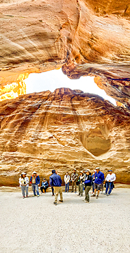 The Siq, entrance to Petra Archaeological Park, UNESCO World Heritage Site, one of the New Seven Wonders of the World, Petra, Jordan, Middle East