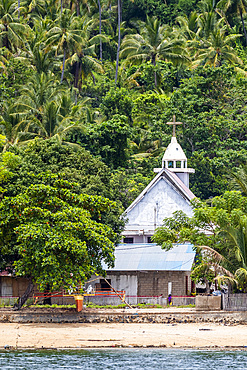 View of a local church on Bangka Island, off the northeastern tip of Sulawesi, Indonesia, Southeast Asia, Asia