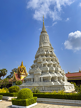 Exterior view of a stupa inside the Royal Palace grounds in Phnom Penh, Cambodia, Indochina, Southeast Asia, Asia