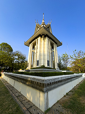 A building dedicated to those killed during the Khmer Rouge conflict at Choueng Ek, Phnom Pehn, Cambodia, Indochina, Southeast Asia, Asia