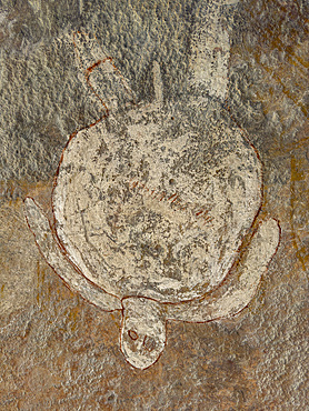 Wandjina art form of various animals on King Leopold Sandstone, Swift Bay, Kimberley, Western Australia, Australia, Pacific