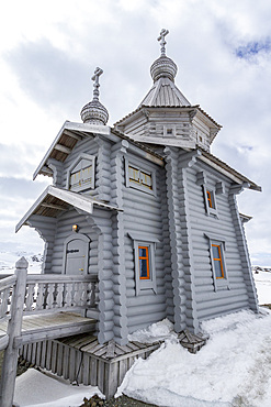 Views of the Trinity Church at Belingshausen Russian Research Station, Antarctica, Southern Ocean, Polar Regions