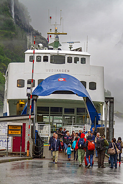 Ferry service on the Aurlandsfjord, an arm of the Sognefjord ( the largest fjord in all of Norway), Norway.