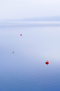 Buoies on Lake Starnberg, Bavaria, Germany