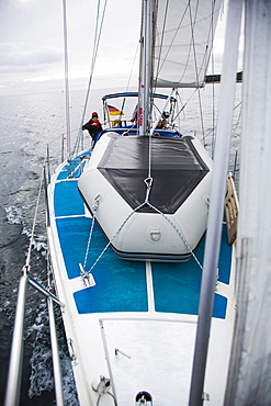 Man sailing on Lim canal, Istria, Croatia