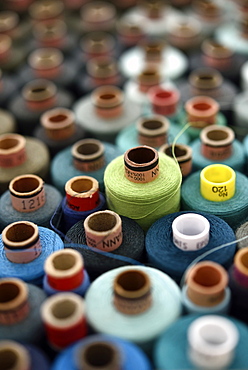 sewing thread, garn rolls at a dressmakers in Hamburg, Germany