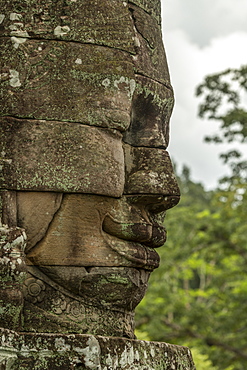 Statue of Buddha in profile at Bayon, Angkor Wat, Siem Reap, Siem Reap Province, Cambodia