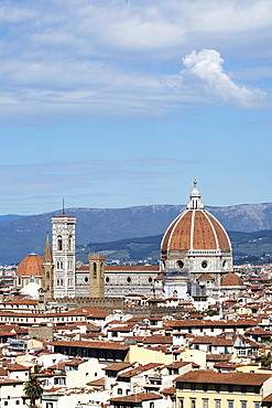 Florence cityscape showing Florence Cathedral, Giotto's Campanile and Brunelleschi's Dome, Florence, Tuscany, Italy