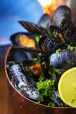 Bowl of mussels, Sjavarpakkhusid restaurant, Stykkisholmur, Iceland