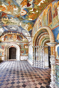 Church of Elijah the Prophet, with ornate arched doorways and colourful frescoes; Yaroslavl, Yaroslavl Oblast, Russia