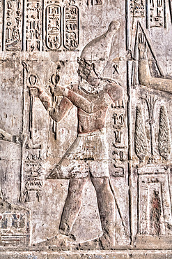 Relief of Pharaoh, Temple of Osiris and Opet, Karnak Temple Complex, UNESCO World Heritage Site; Luxor, Egypt