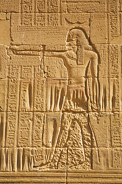 Relief, Temple of Isis, UNESCO World Heritage Site; Philae Island, Aswan, Egypt