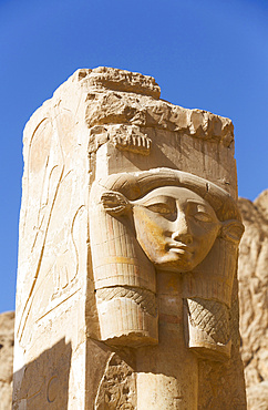 Hathor Column, Temple of Hathor, Hatshepsut Mortuary Temple (Deir el-Bahri), UNESCO World Heritage Site; Luxor, Egypt