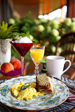 A lovely breakfast served at a bed and breakfast accommodation; British Columbia, Canada