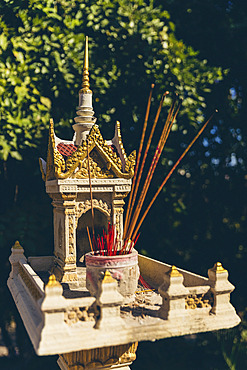 Small Hindu shrine and incense, Phimeanaka; Angkor, Cambodia