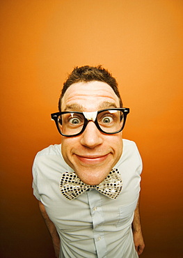 Man Wearing Taped Glasses And A Bow Tie