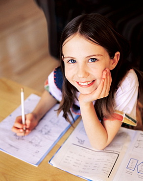 Little Girl Happy To Do Homework