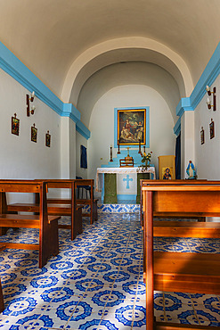 Interior of San Vinvenzo church at Cala Cinque Denti on Pantelleria Island, Pantelleria, Sicily, Italy