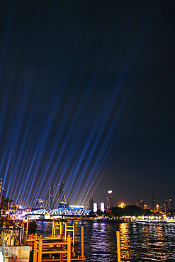 Chao Phraya river at night in Bangkok, Bangkok, Bangkok, Thailand