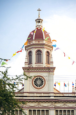 Steeple with cross on the Santa Cruz Church along Chao Phraya River in Bangkok, Bangkok, Bangkok, Thailand