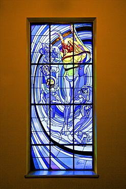 The Solar System, a stained glass window by Stanislaw Wyspianski in the Society of Physicians Building, Krakow (Cracow), Poland, Europe