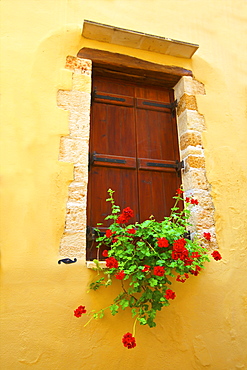 Shuttered window, Crete, Greek Islands, Greece, Europe