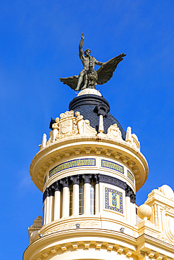 Statue of a Man on a Phoenix on the Union y el Fenix Building in Plaza de las Tendillas by the Architect Benjamin Gutierrez Prieto, Cordoba, Andalusia, Spain, Europe