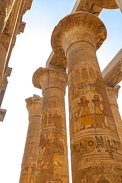 Pillars of the Great Hypostyle Hall at Karnak Temple, Luxor, Thebes, UNESCO World Heritage Site, Egypt, North Africa, Africa