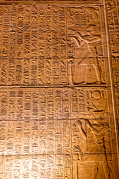 Stone Carvings and Hieroglyphs in The Sanctuary, The Temple of Isis, Philae Temple Complex, UNESCO World Heritage Site, Agilkia Island, Aswan, Egypt, North Africa, Africa