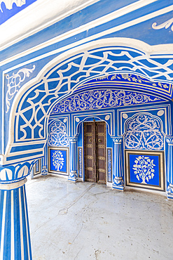 Chhavi Niwas, The Blue Room at The City Palace, City Palace, Jaipur, Rajasthan, India, South Asia, Asia