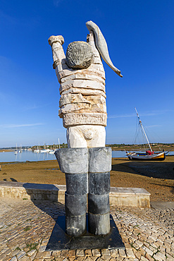 Fisherman's Statue in Alvor, Alvor, Algarve, Portugal, Iberian Peninsula, South Western Europe