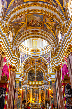 The Interior of Metropolitan Cathedral of Saint Paul, Mdina, Malta, Southern Europe