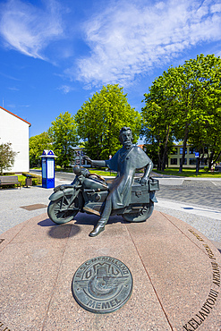 Monument is dedicated to the Motorcyclist Antanas Poskevicius, Klaipeda, Lithuania, Northern Europe