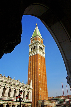 St. Marks Campanile in Piazza San Marco, Venice, UNESCO World Heritage Site, Veneto, Italy, Europe