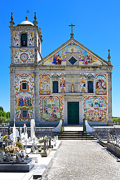 Valega main Church, facade covered with colorful azulejos, Valega, Beira, Portugal, Europe