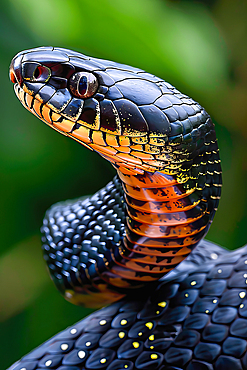 AI generated image of a Stylized mamba snake, Africa