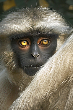 AI generated image of an Imaginary monkey with human face and eyes