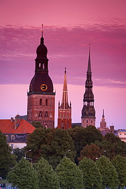 Dom Cathedral, St. Peter's Church, St. Savior's Anglican Church and The Academy of Sciences Building, Riga, Latvia,Europe