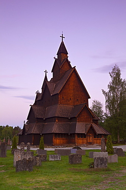 The impressive exterior of Heddal Stave Church, Norway's largest wooden Stavekirke, Notodden, Telemark, Norway, Scandinavia, Europe