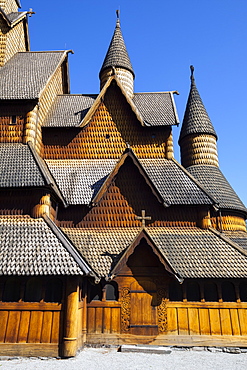 The impressive exterior of Heddal Stave Church, Norway's largest wooden Stavekirke, Notodden, Telemark, Norway, Scandinavia, Europe